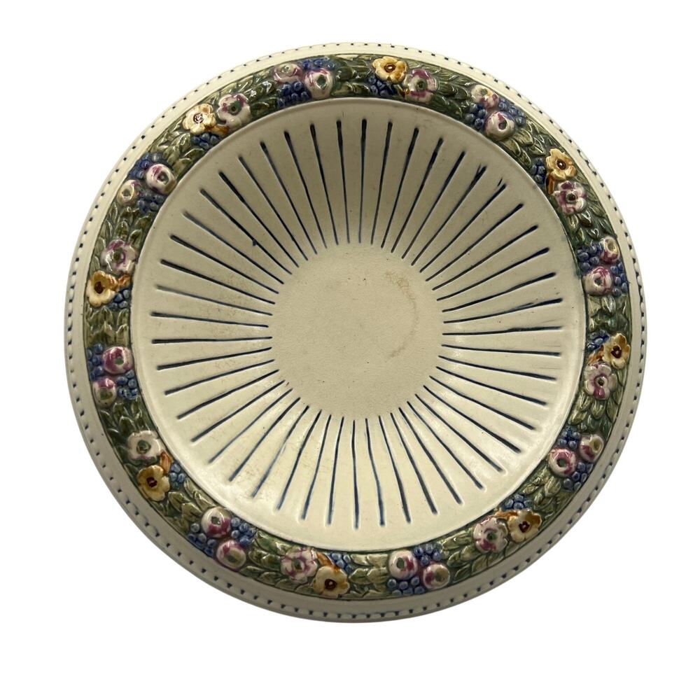 Vintage Weller Pottery Console Bowl Florala Pattern 1920's Cottage Core Boho 11"
